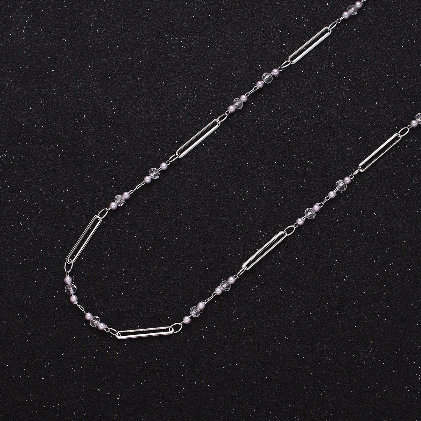Fine Chain 16K Gold Filled 3mm White Shell Pearl Clear Rondell Paperclip Link Unfinished Chain in Gold & Silver | ROLL-1341 ROLL-1342