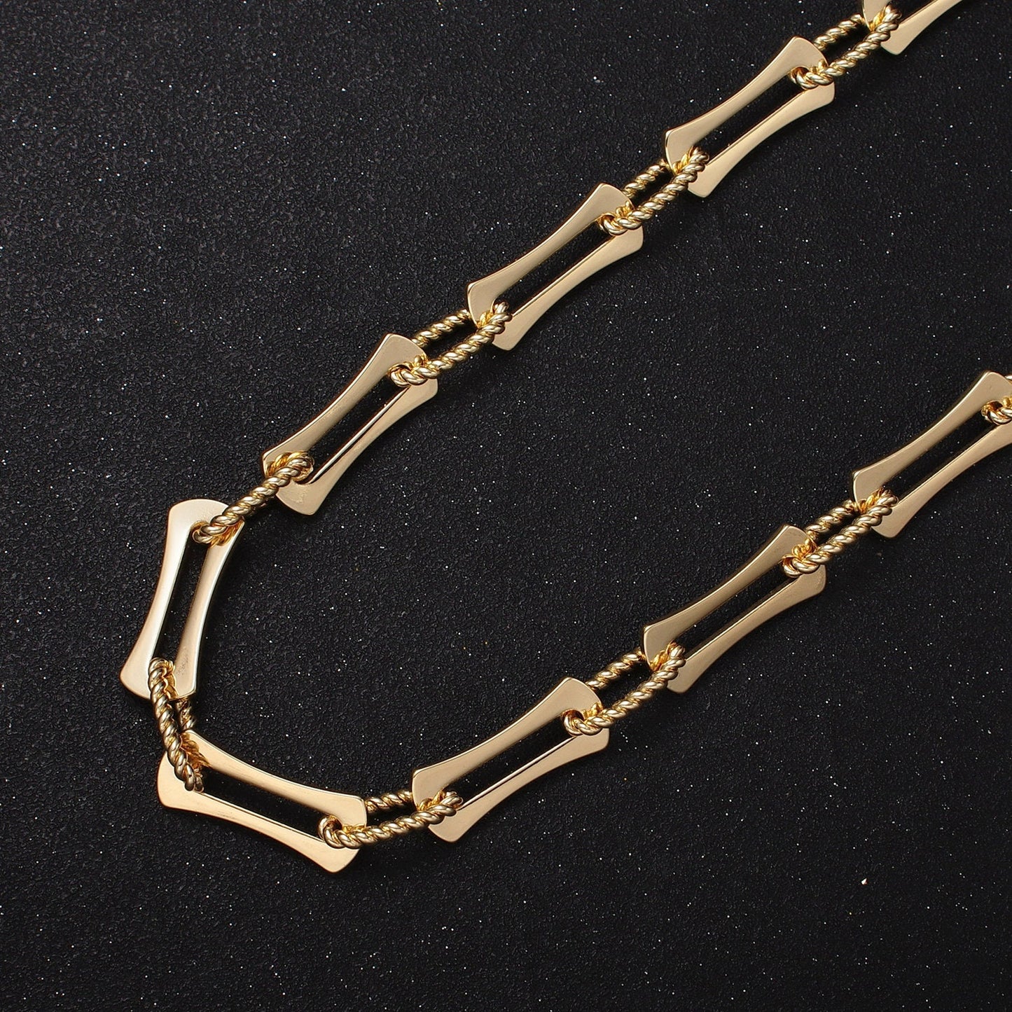 16k Gold Filled Designed Curved Paperclip Twisted Oblong Rope Link Unfinished Chain in Gold & Silver Statement Big Chain | ROLL-1137