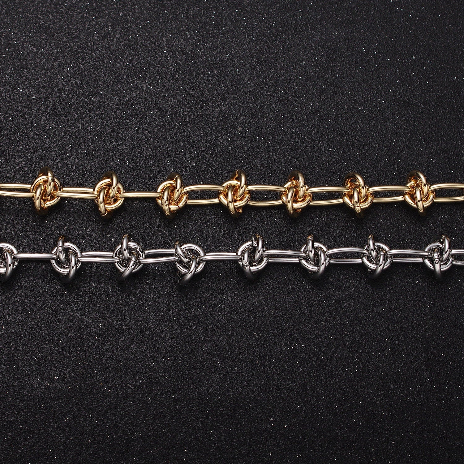 Chunky 10mm Gold Silver Knot Link Chain by Yard Thick Barbed Wire Unfinished Chain for Necklaces Bracelets Jewelry Making | ROLL-1143