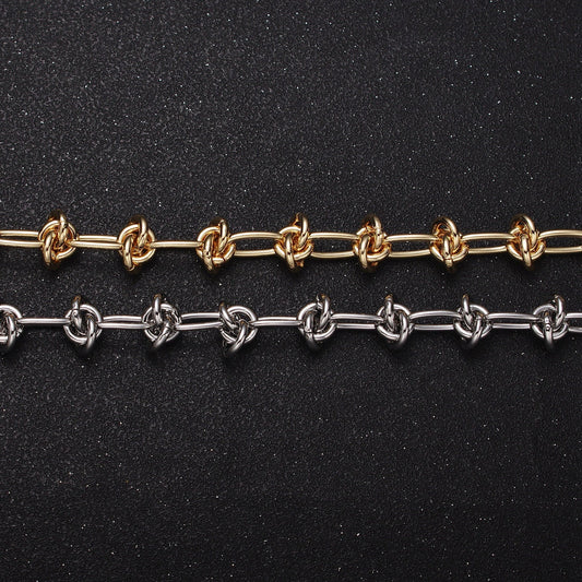 Chunky 10mm Gold Silver Knot Link Chain by Yard Thick Barbed Wire Unfinished Chain for Necklaces Bracelets Jewelry Making | ROLL-1143