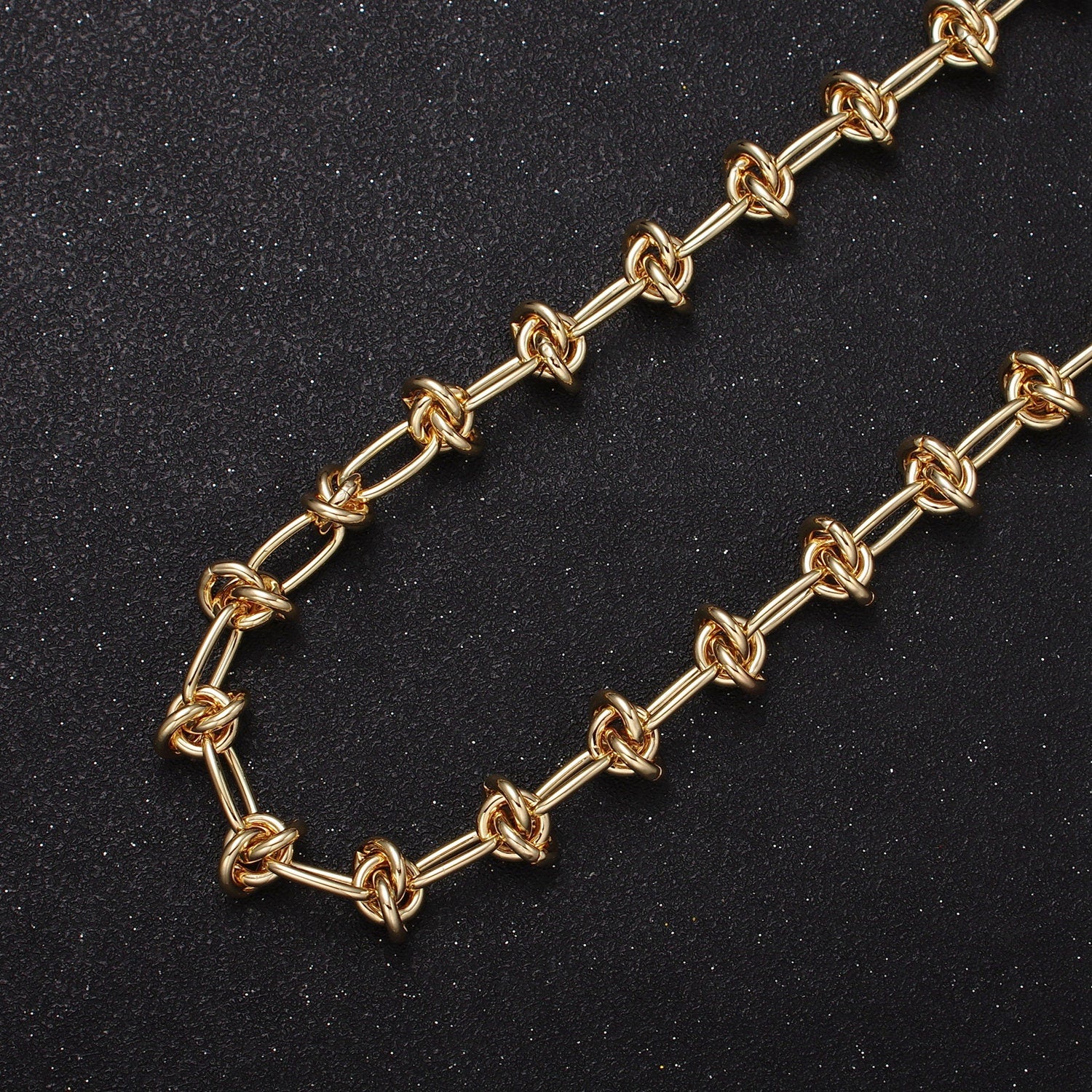 Chunky 10mm Gold Silver Knot Link Chain by Yard Thick Barbed Wire Unfinished Chain for Necklaces Bracelets Jewelry Making | ROLL-1143