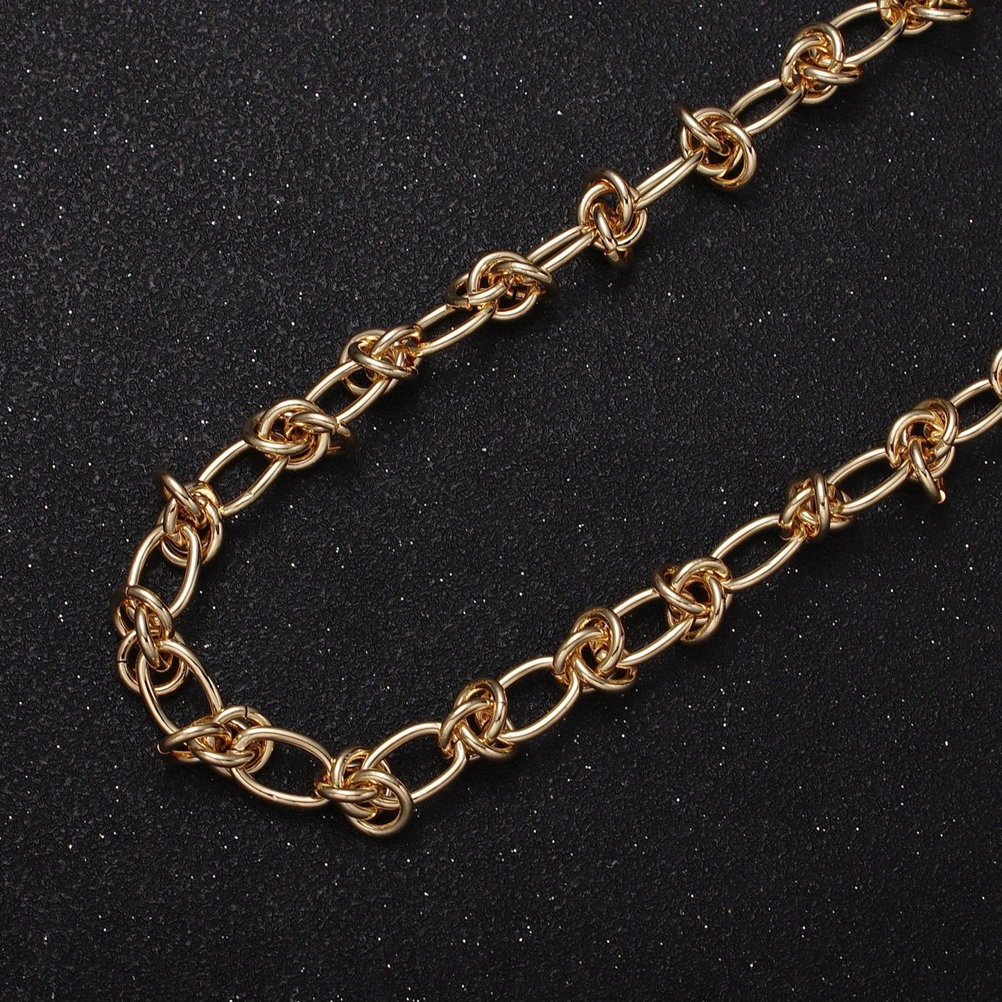 Medium 7.5mm Gold Silver Knot Link Chain by Yard Thick Barbed Wire Unfinished Chain for Necklaces Bracelets Jewelry Making | ROLL-1145