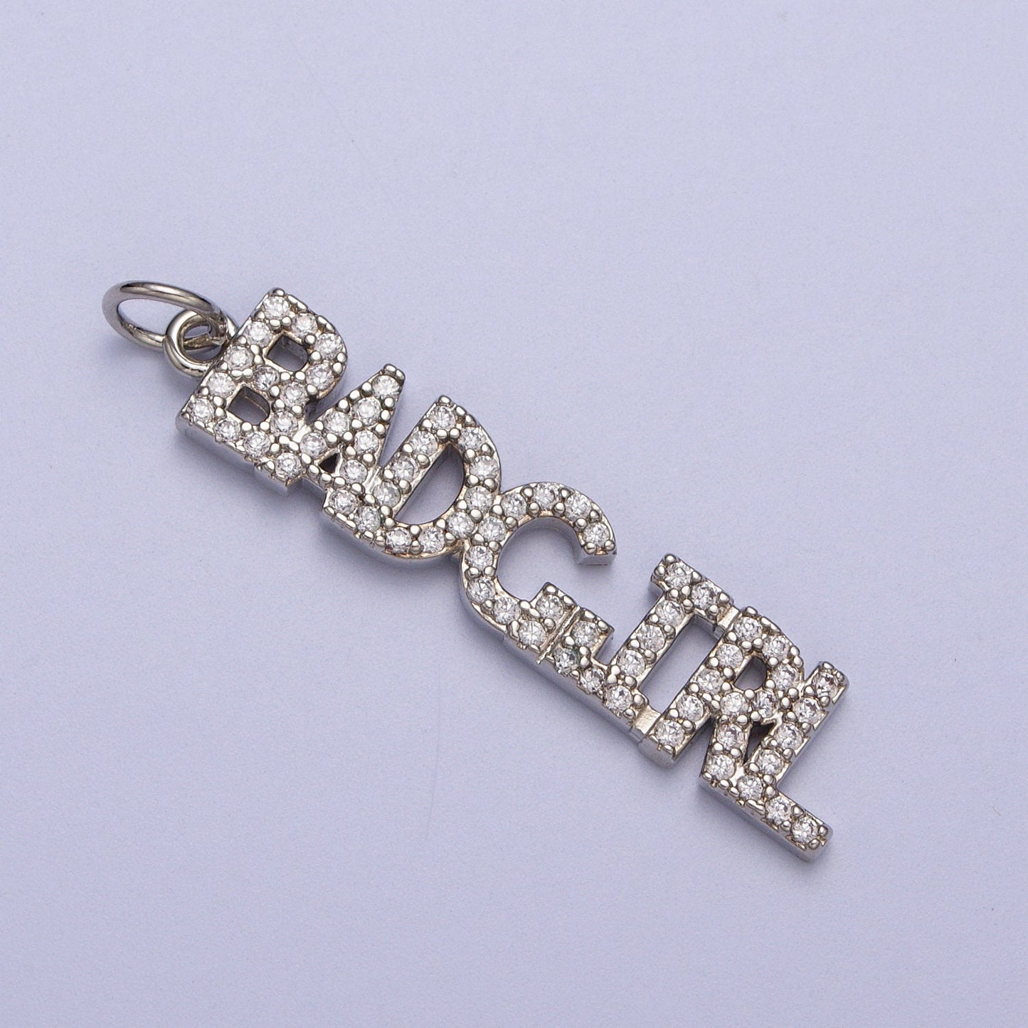Cubic Gold Badgirl Charm for Bracelet Necklace Earring Component Diy Jewelry Making Supply CZ Word Charm Minimalist Jewelry AC551