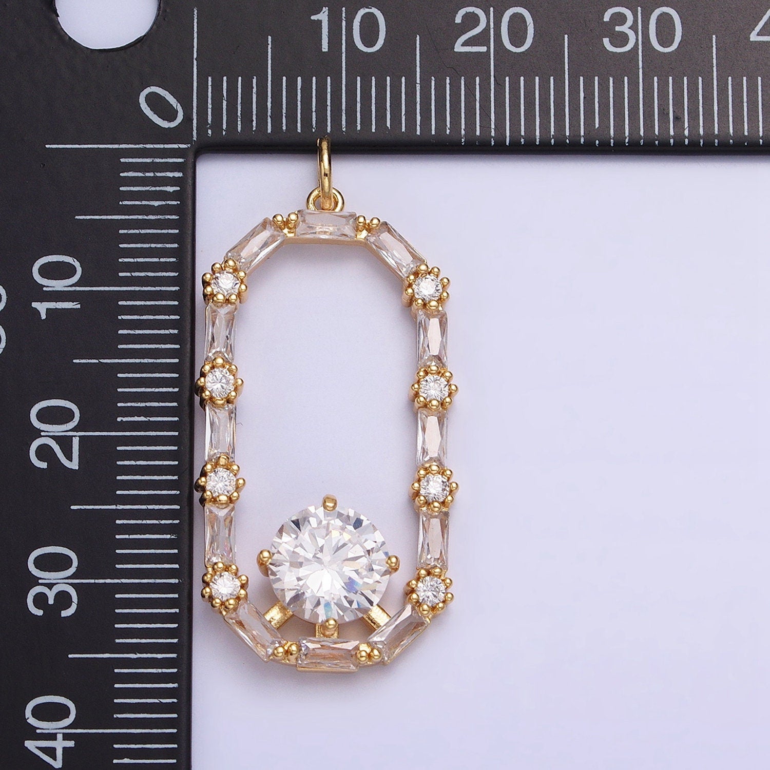 Dainty Baguette Oval charm Mini 16K Gold Filled Luxury Geometric pendant for Necklace Bracelet Earring Component AC970