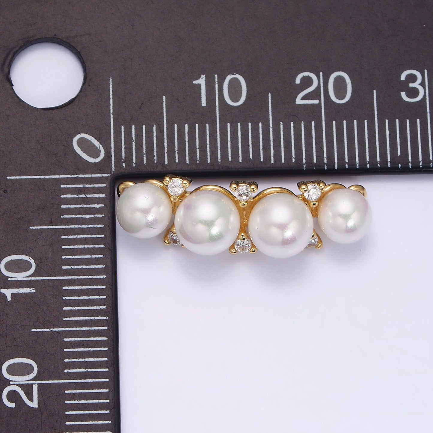 16K Gold Filled White Shell Pearl Lined Curve Charm Connector for Bracelet Necklace Link Connector in Gold & Silver | Y-917