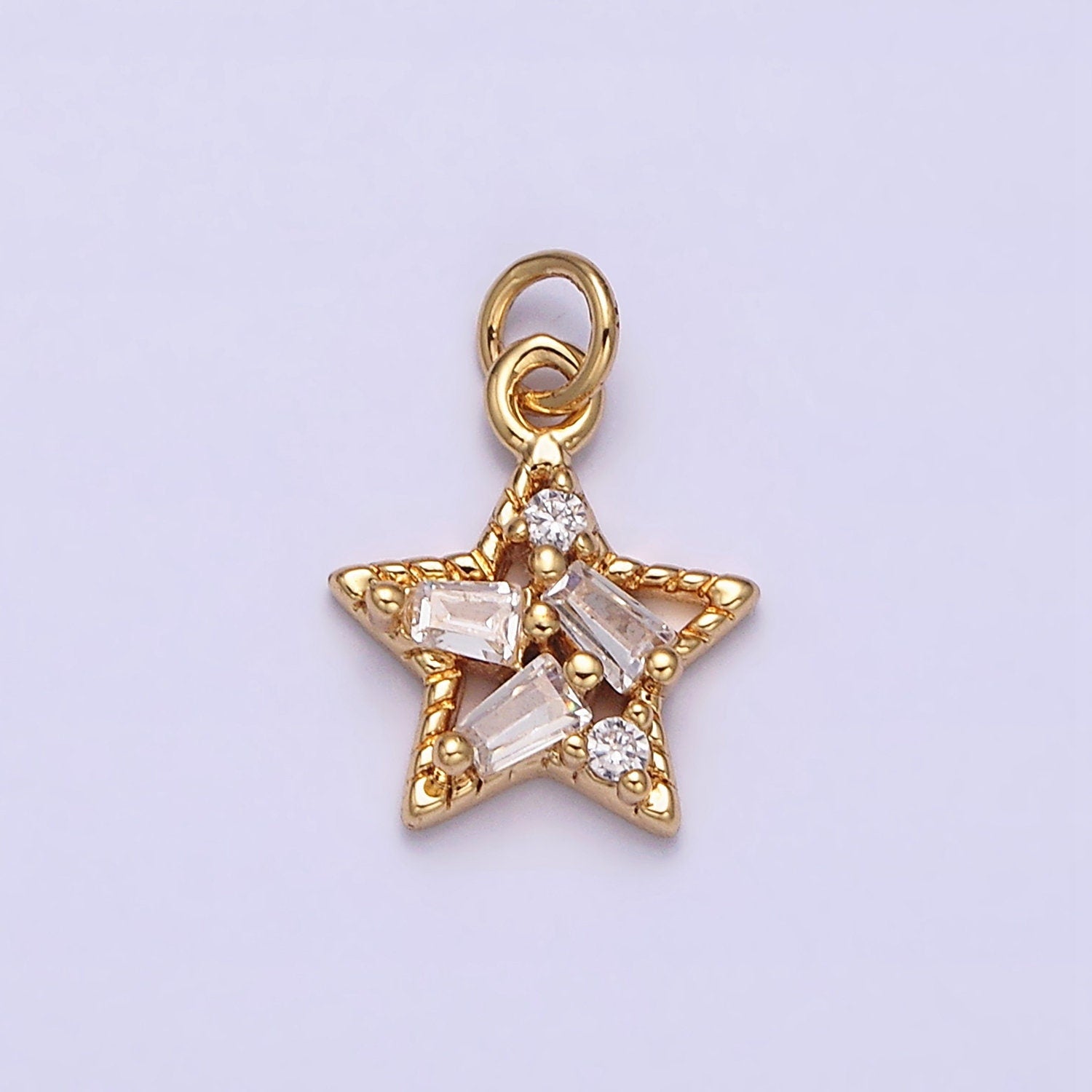 16K Gold Filled Celestial Star Triple Baguette CZ Add-On Charm | AC1138