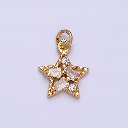 16K Gold Filled Celestial Star Triple Baguette CZ Add-On Charm | AC1138