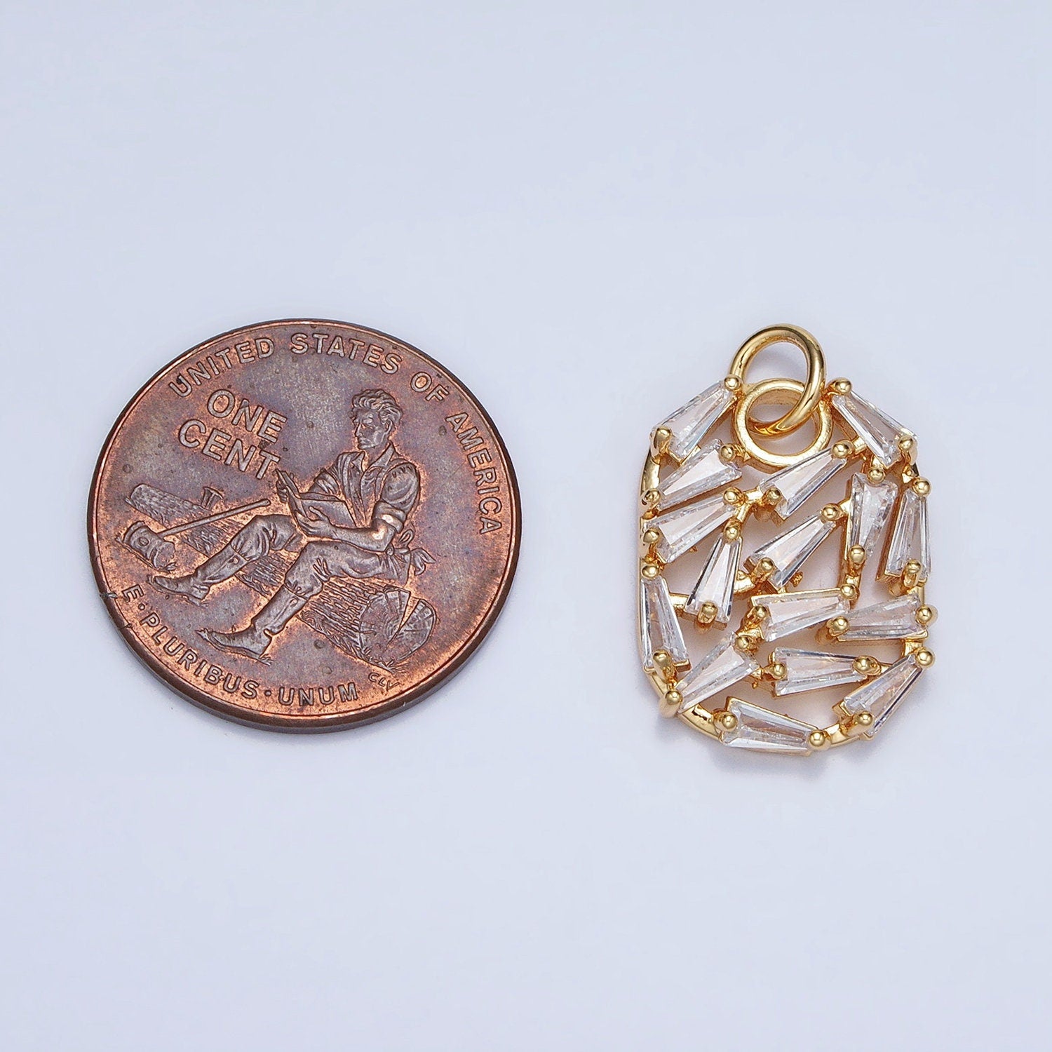 Gold, Silver Clear Baguette CZ Open 20x13mm Oval Charm for Bracelet Earring Necklace Handmade Jewelry | AC609 AC610