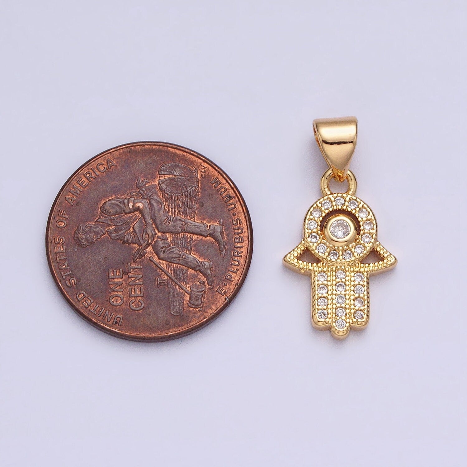 Gold Hamsa Hand Charm Micro Pave Charm , Hand Of Fatima Jewelry Pendant Charm for Religious Jewelry Supply AA359