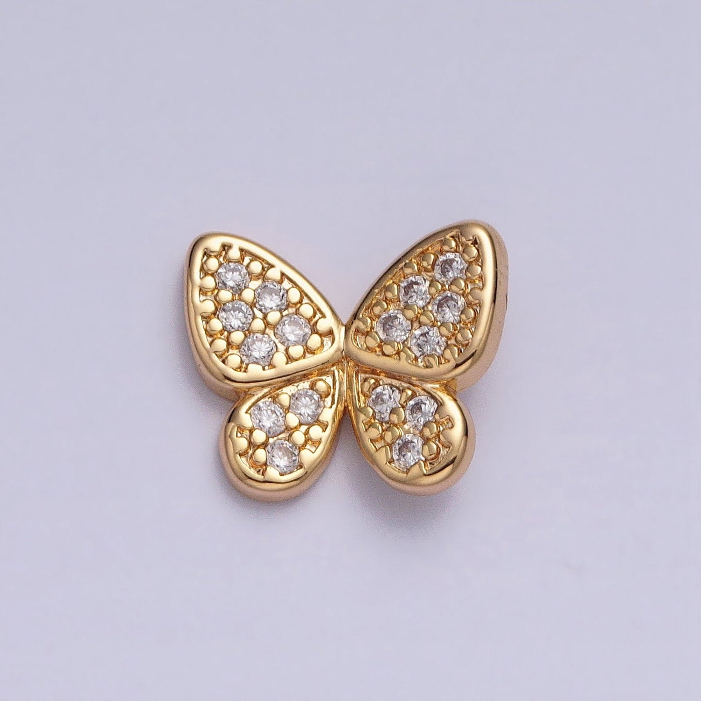 Teeny Tiny Butterfly Charm CZ Gold Plated Charm for bracelet necklace earring component AA357