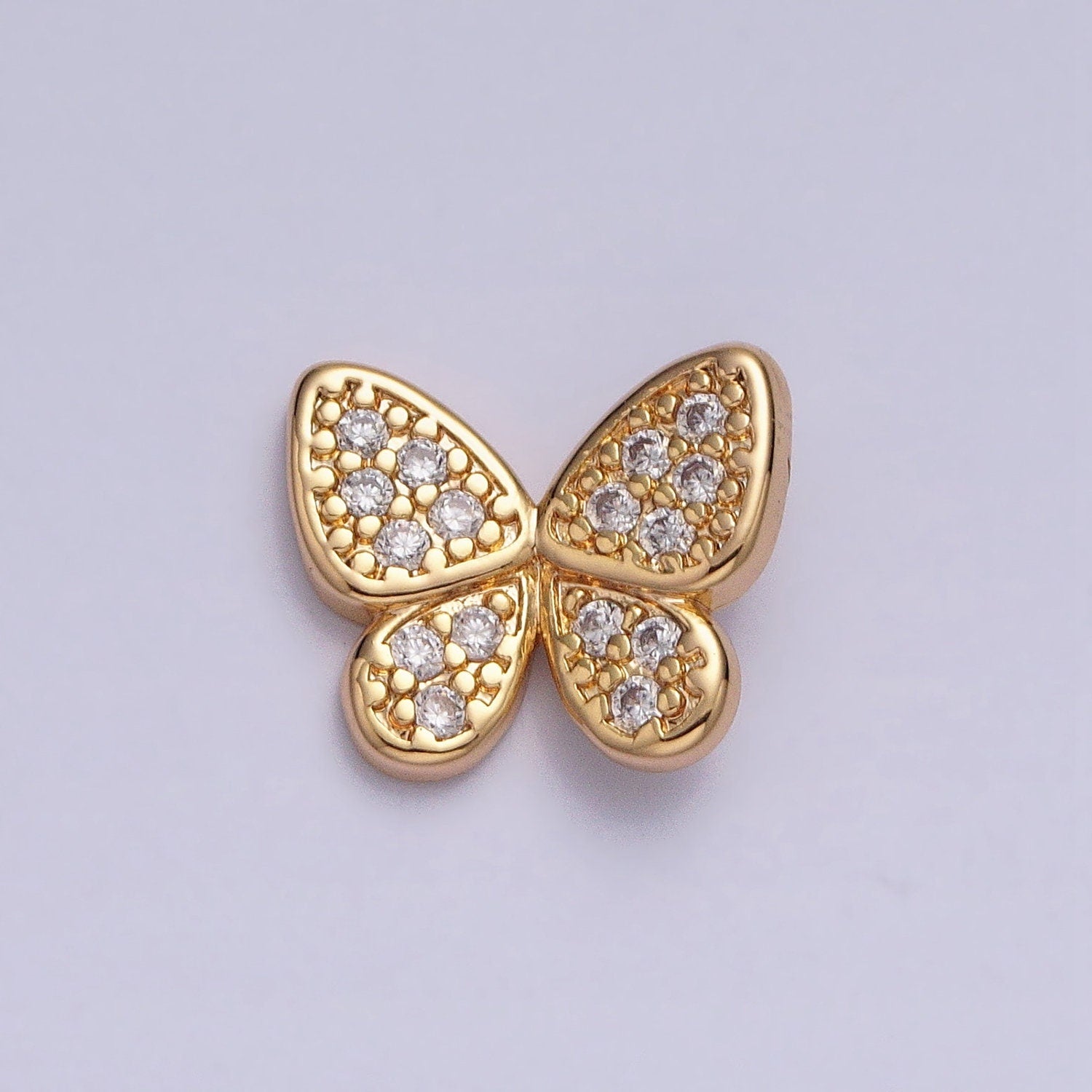 Teeny Tiny Butterfly Charm CZ Gold Plated Charm for bracelet necklace earring component AA357