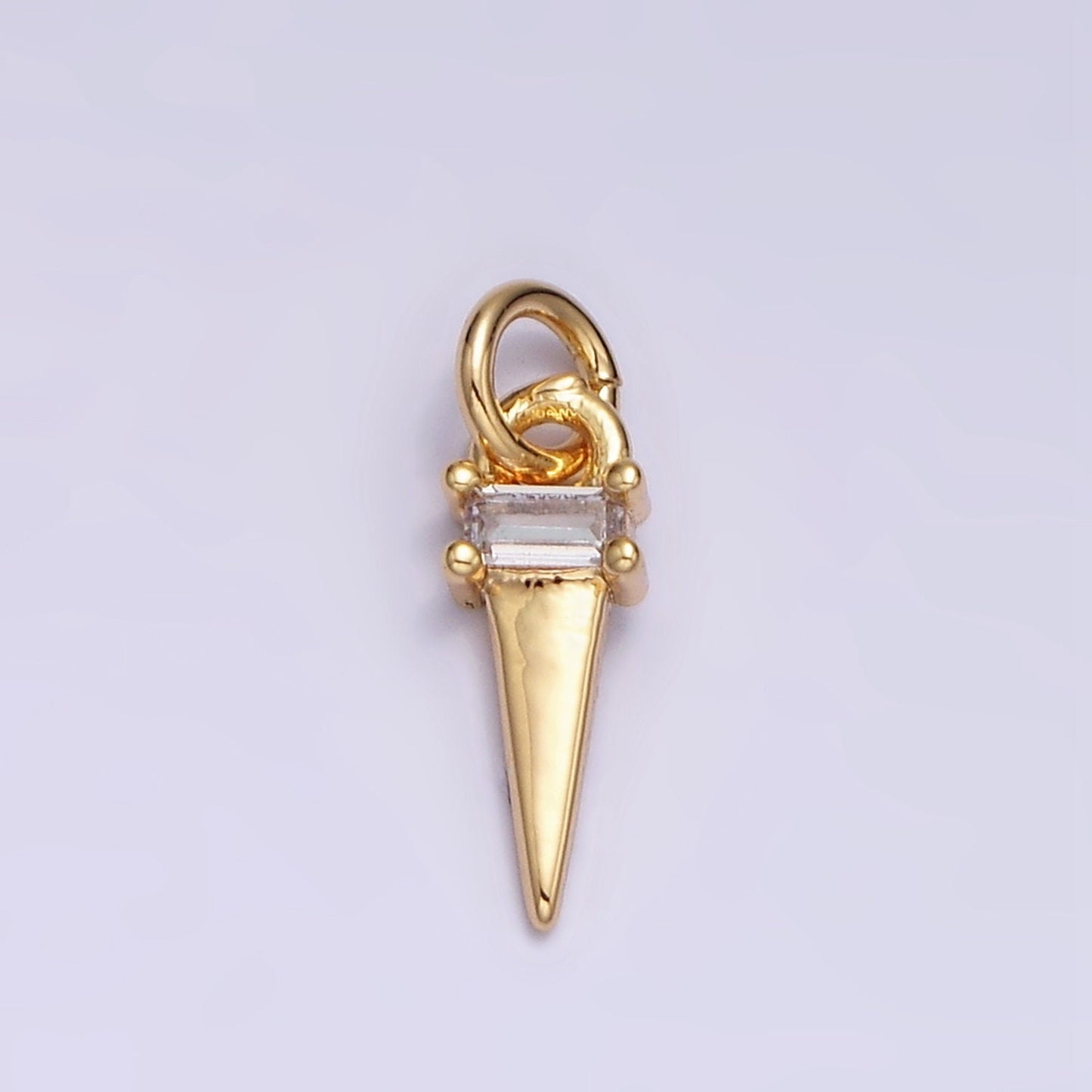 Dainty Triangle Clear Baguette Cubic Zirconia Charms Ice Cone Pendants Small Geometric Jewelry Gold, Silver AC469 AC470