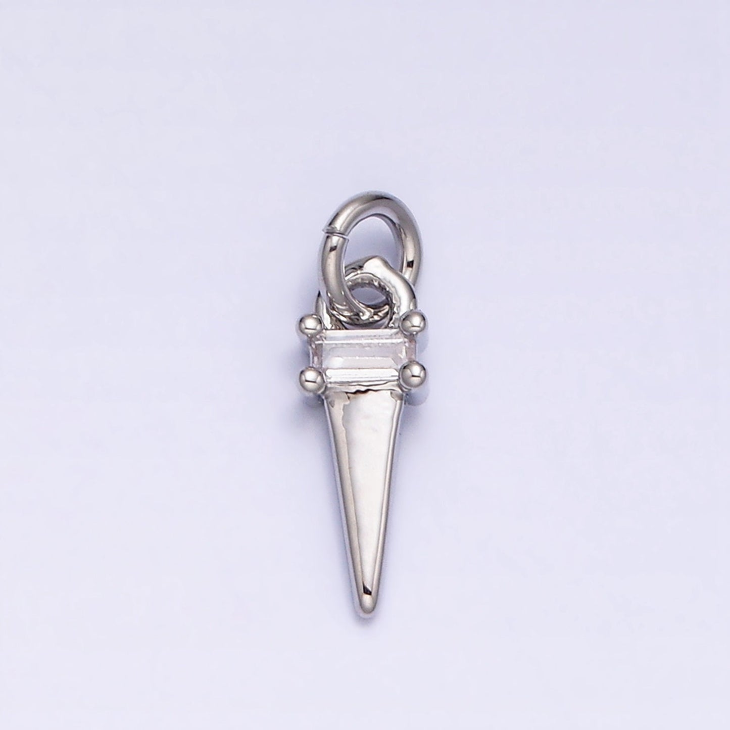 Dainty Triangle Clear Baguette Cubic Zirconia Charms Ice Cone Pendants Small Geometric Jewelry Gold, Silver AC469 AC470