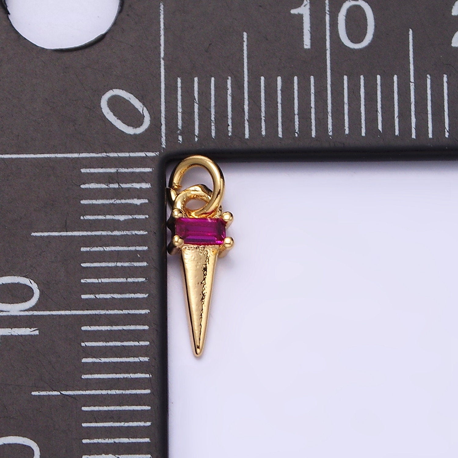 Dainty Triangle Clear Baguette Cubic Zirconia Charms Ice Cone Pendants Small Geometric Jewelry Gold, Silver AC469 AC470
