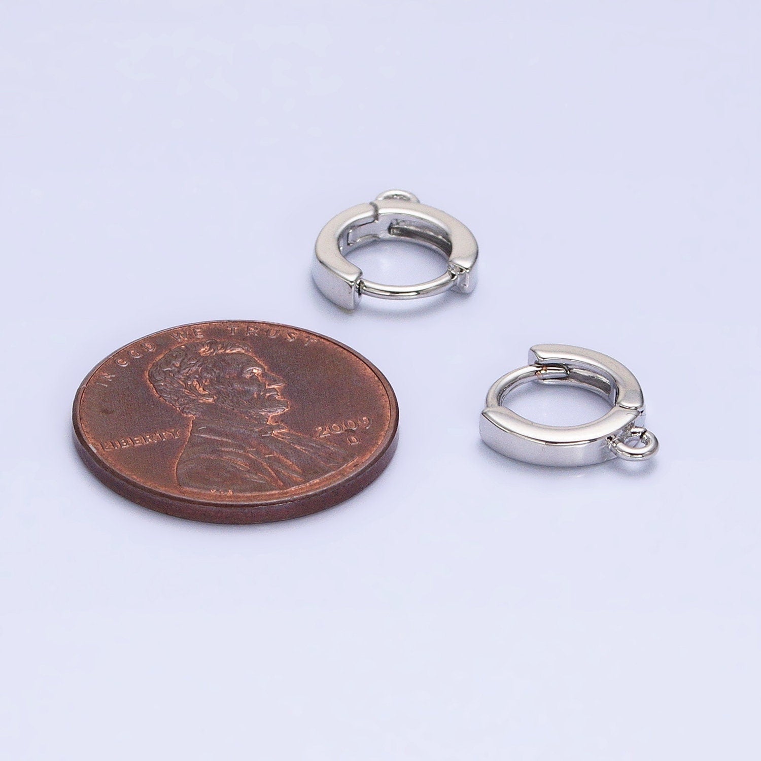Silver 10mm Thin Flat Open Link Earring Lever Back Huggie Earrings Supply | Z386