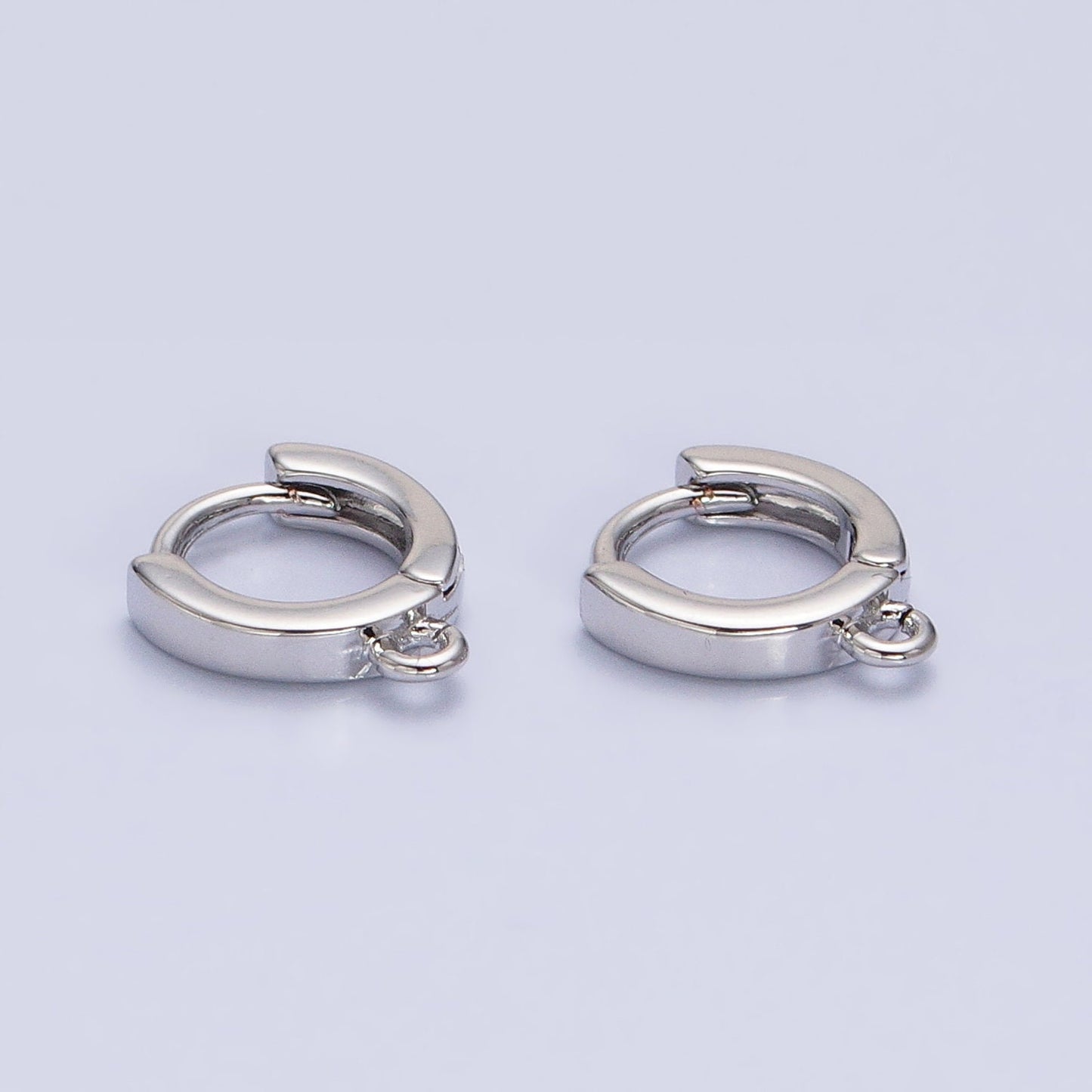 Silver 10mm Thin Flat Open Link Earring Lever Back Huggie Earrings Supply | Z386