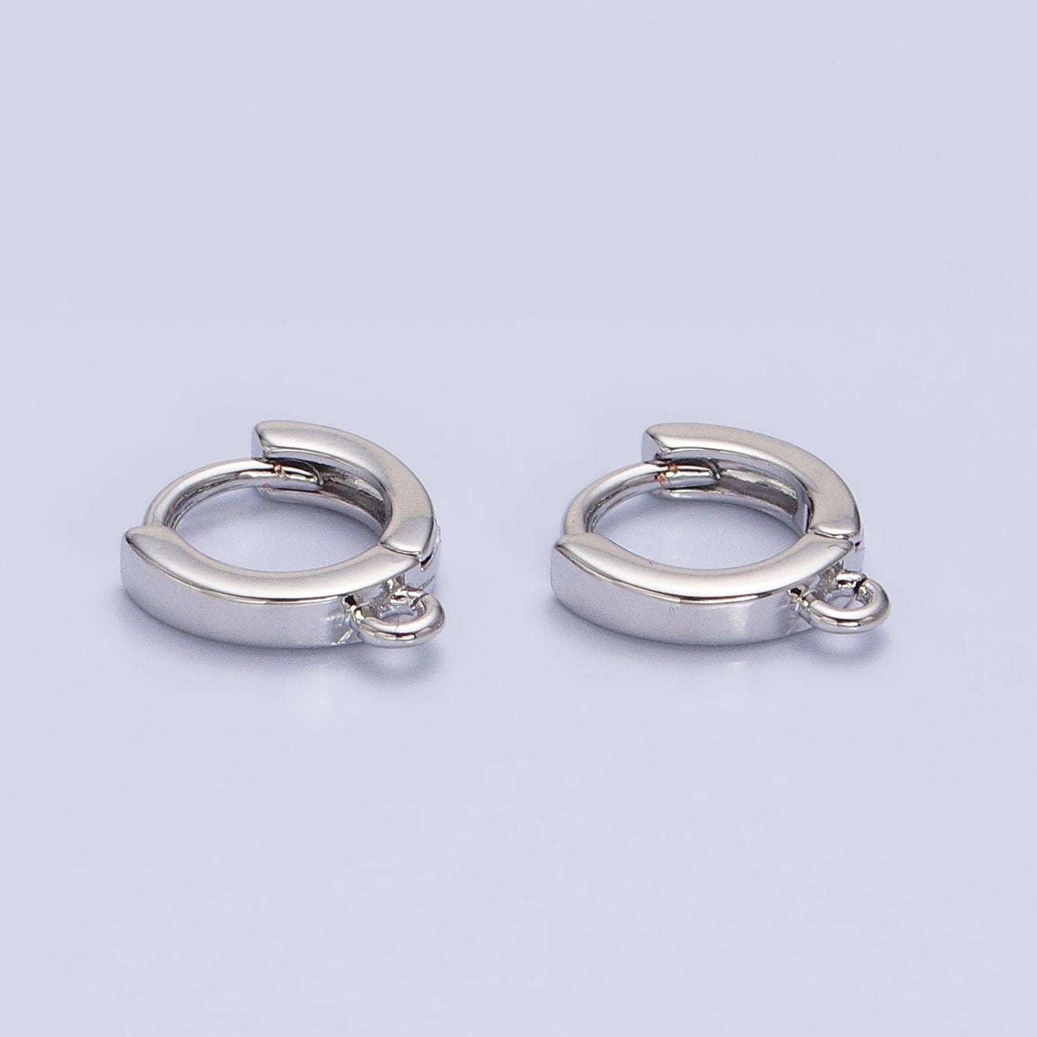 Silver 10mm Thin Flat Open Link Earring Lever Back Huggie Earrings Supply | Z386