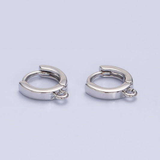Silver 10mm Thin Flat Open Link Earring Lever Back Huggie Earrings Supply | Z386