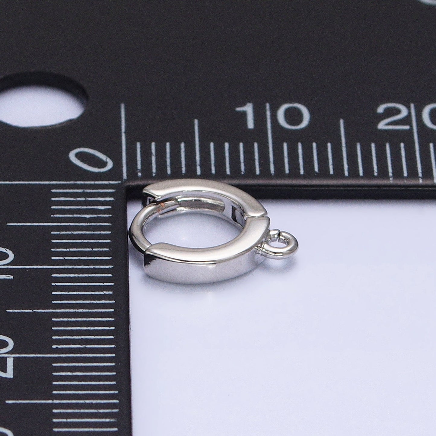 Silver 10mm Thin Flat Open Link Earring Lever Back Huggie Earrings Supply | Z386