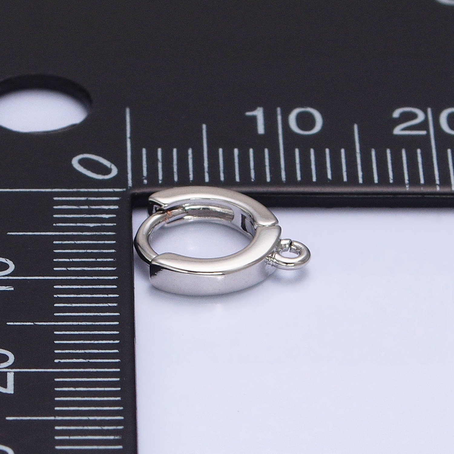 Silver 10mm Thin Flat Open Link Earring Lever Back Huggie Earrings Supply | Z386