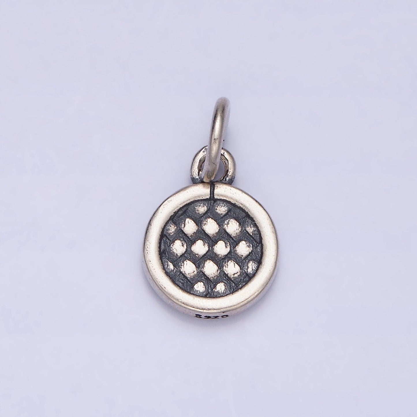 Sterling Silver S925 Dotted Rattan Textured Round Mini Charm | SL-269