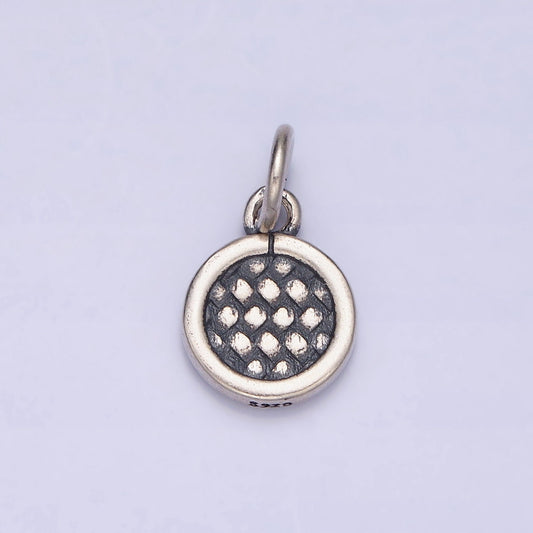 Sterling Silver S925 Dotted Rattan Textured Round Mini Charm | SL-269