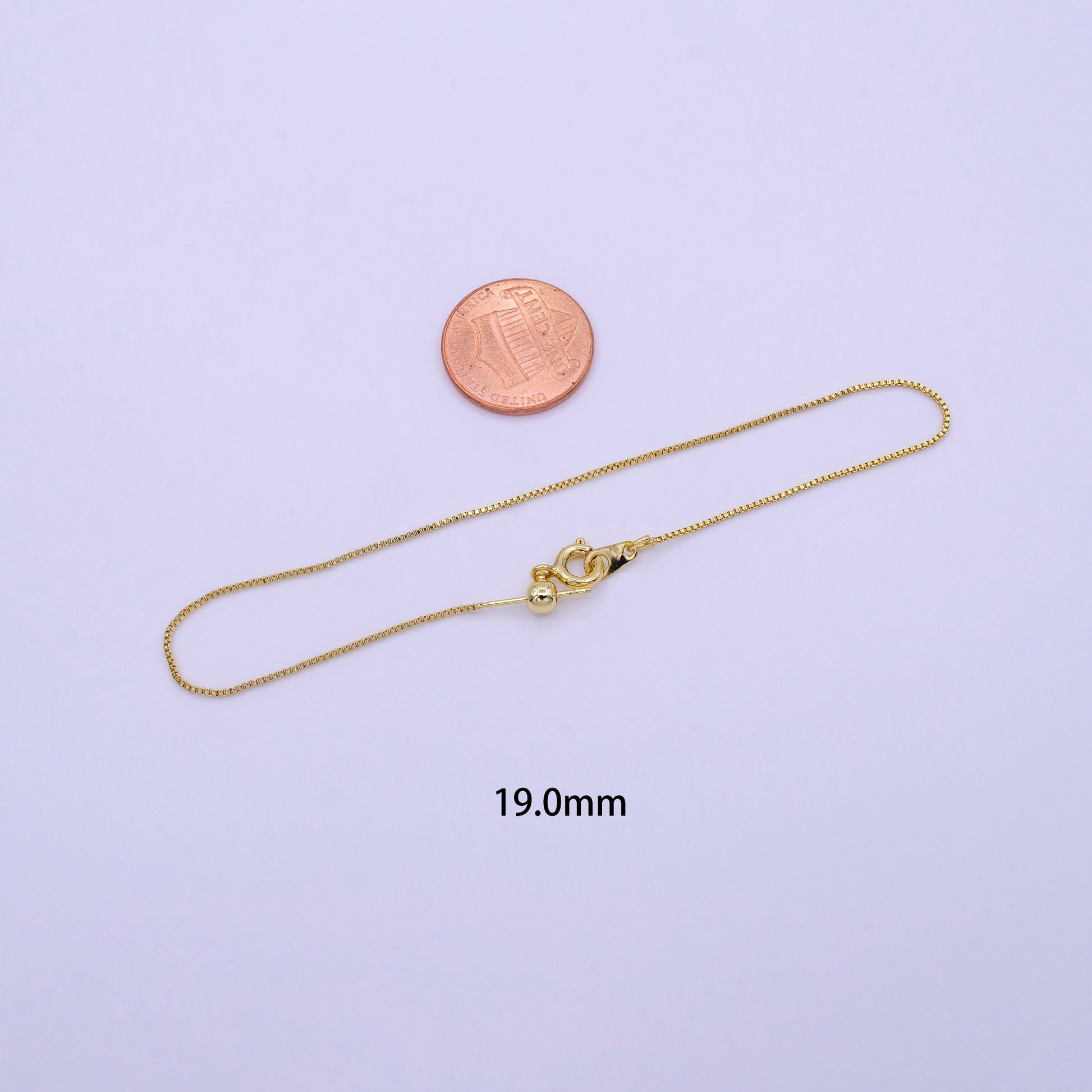 Fine 24k Gold Filled Chain Necklace, Adjustable Gold Chain, Fine Box Link Neck Chain, Thin Simple Layering Chain 19" Long Z360