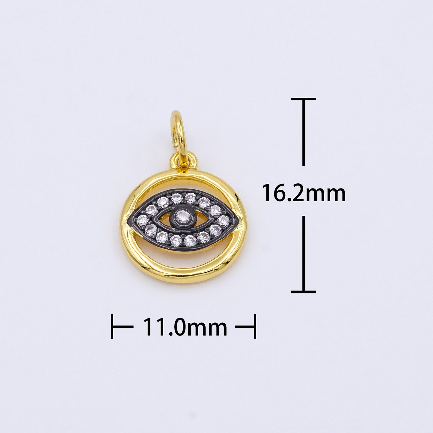 Mini Black Evil Eye Charm, Gold Plated Charm Eye of Ra Amulet Jewelry Pendants Cubic Zirconia AC356