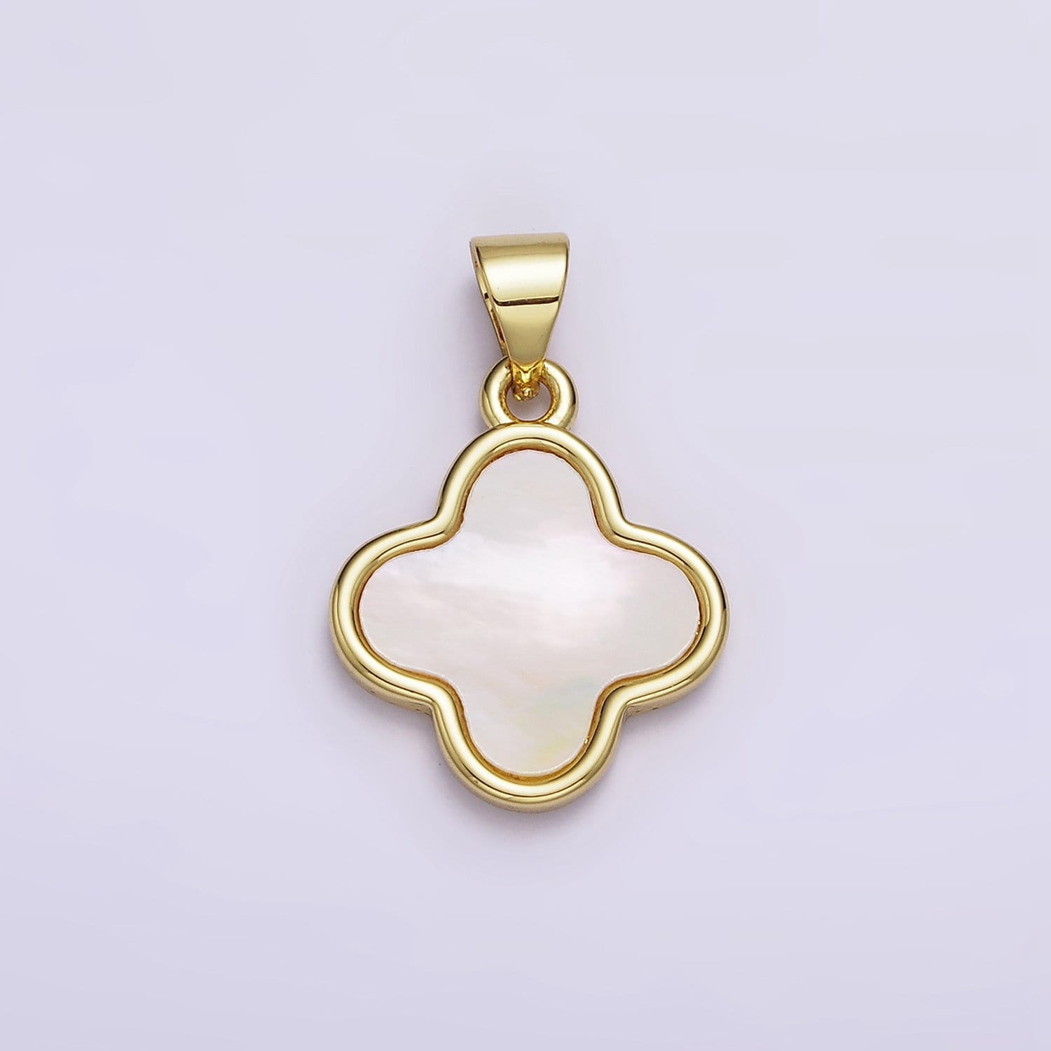 Dainty 24k Gold Filled Quatrefoil Pendant Gold Charm Mother of Pearl Necklace Bracelet Pendant Four leaf Clover Lucky Charm AA553