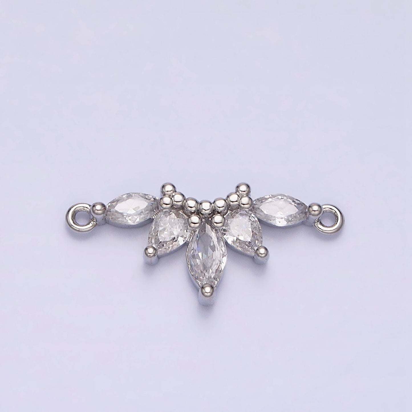 16K Gold Filled Clear CZ Marquise Teardrop Curved Lined Charm Connector in Gold & Silver Fiver Marquise CZ Stone Link | G905 G906