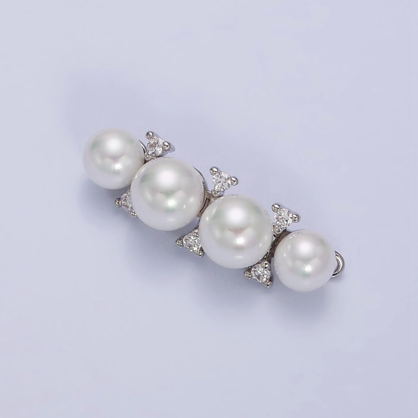 16K Gold Filled White Shell Pearl Lined Curve Charm Connector for Bracelet Necklace Link Connector in Gold & Silver | Y-917