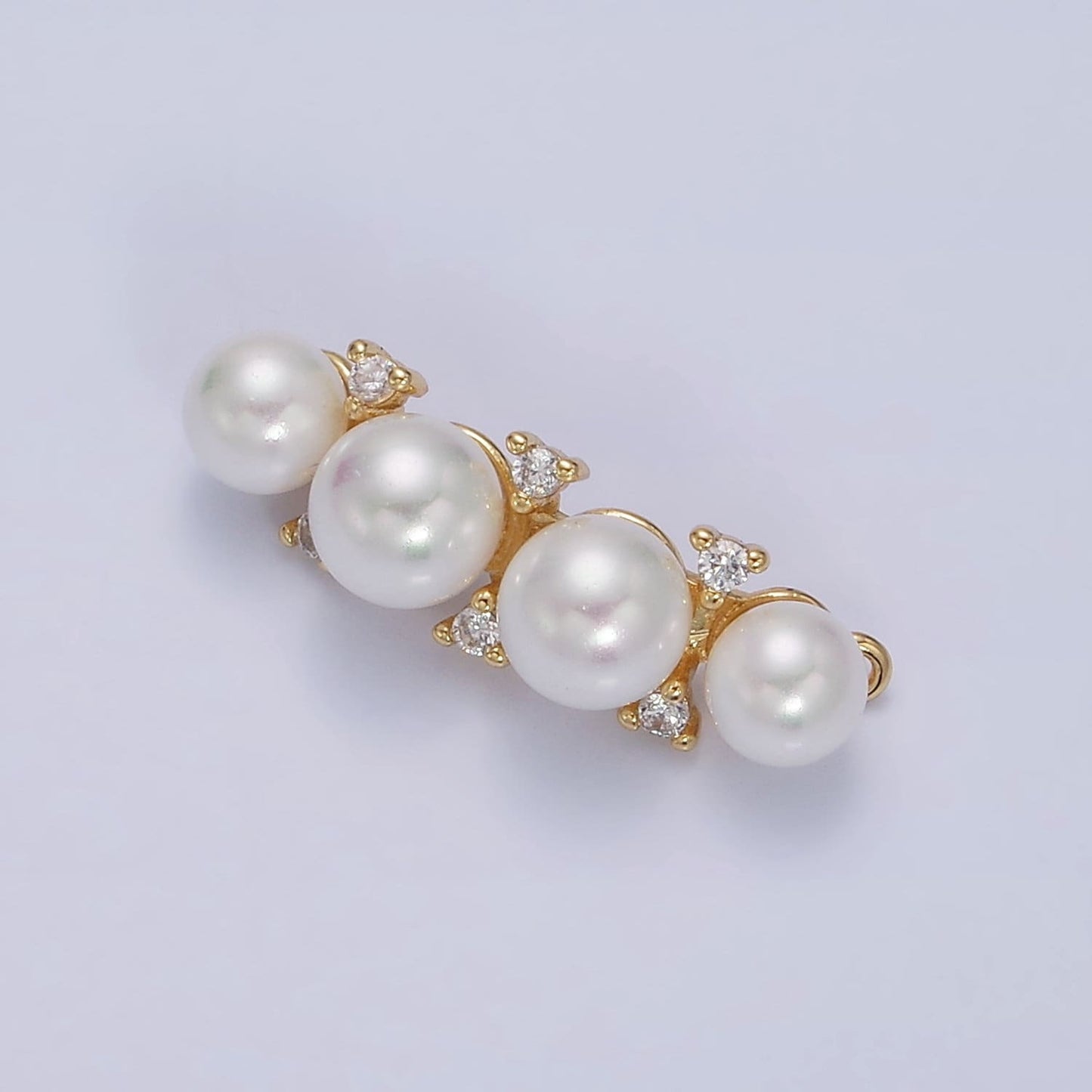 16K Gold Filled White Shell Pearl Lined Curve Charm Connector for Bracelet Necklace Link Connector in Gold & Silver | Y-917