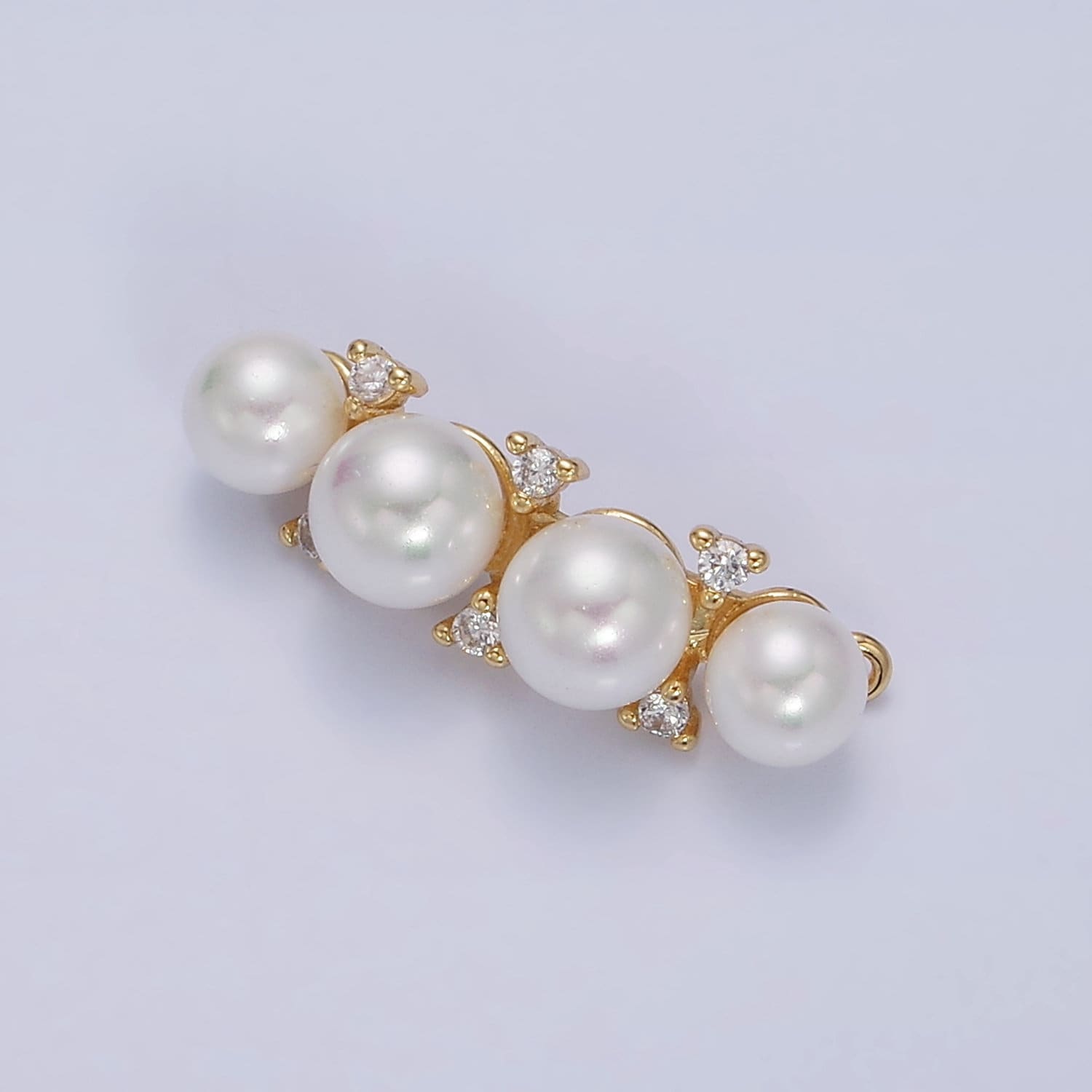 16K Gold Filled White Shell Pearl Lined Curve Charm Connector for Bracelet Necklace Link Connector in Gold & Silver | Y-917