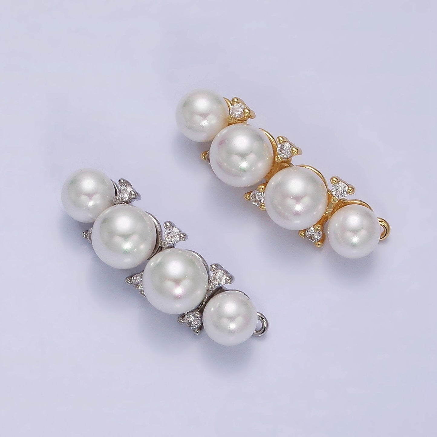 16K Gold Filled White Shell Pearl Lined Curve Charm Connector for Bracelet Necklace Link Connector in Gold & Silver | Y-917