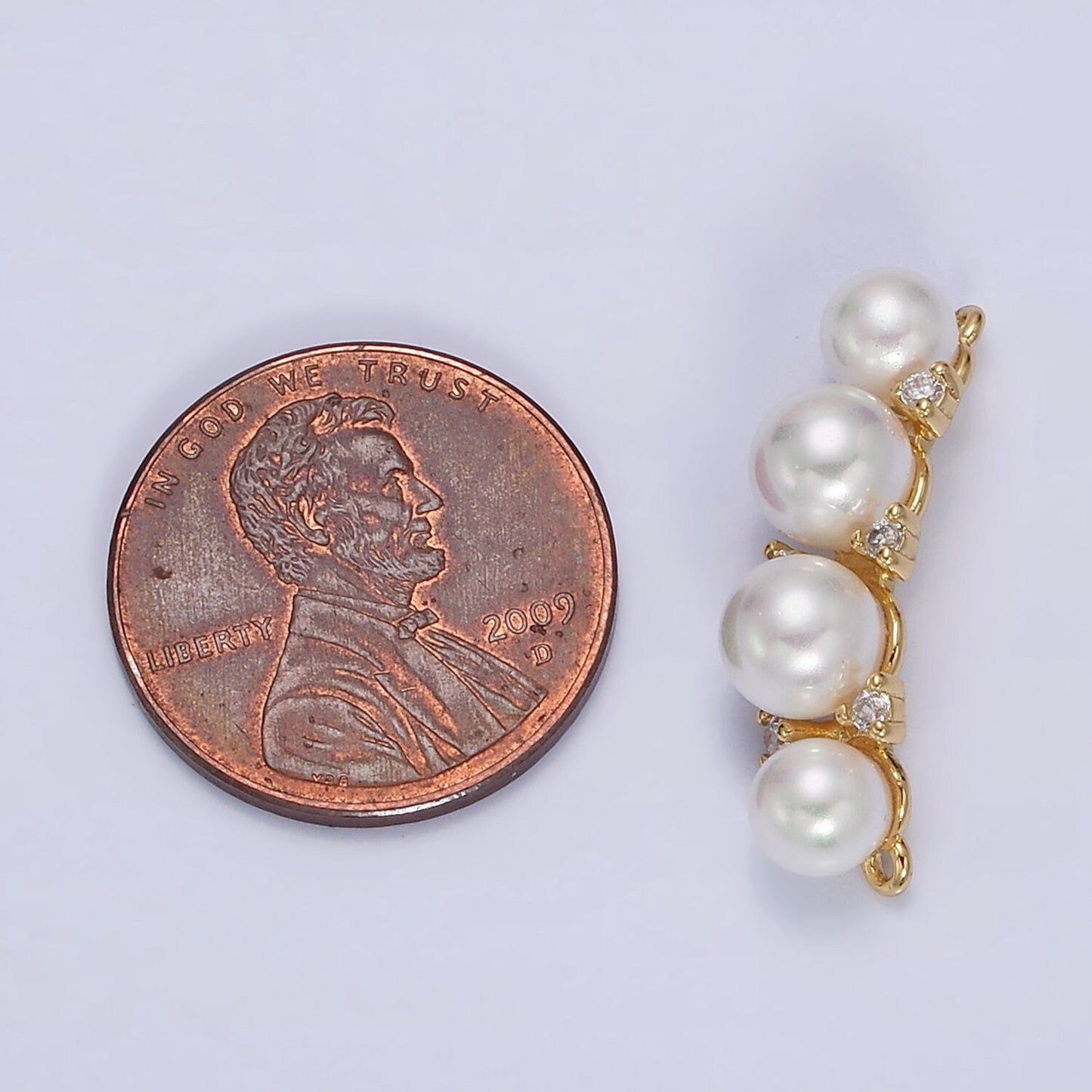 16K Gold Filled White Shell Pearl Lined Curve Charm Connector for Bracelet Necklace Link Connector in Gold & Silver | Y-917