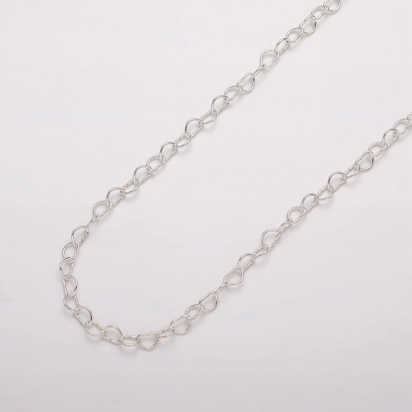2.8mm Heart Chain - 925 sterling silver Heart Cable Chain Wholesale Jewelry Making for Necklace Bracelet Anklet Permanent Jewelry Supply