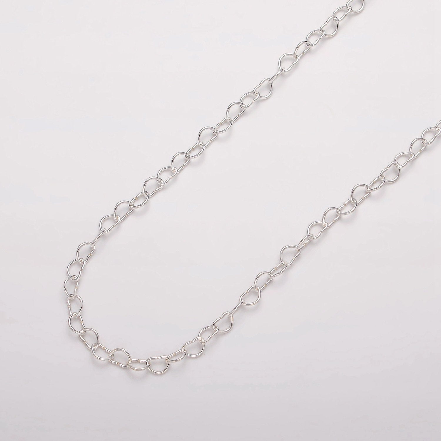 2.8mm Heart Chain - 925 sterling silver Heart Cable Chain Wholesale Jewelry Making for Necklace Bracelet Anklet Permanent Jewelry Supply