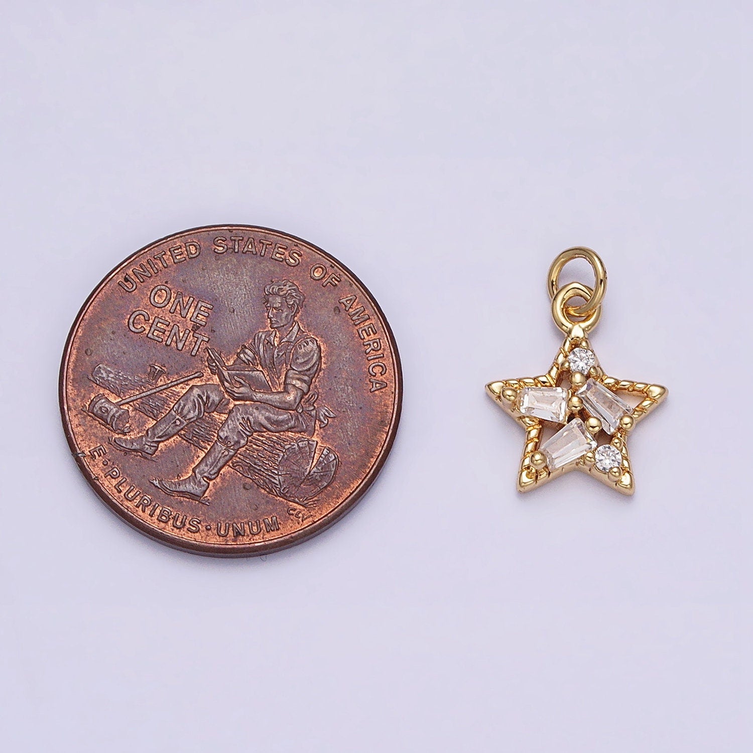 16K Gold Filled Celestial Star Triple Baguette CZ Add-On Charm | AC1138