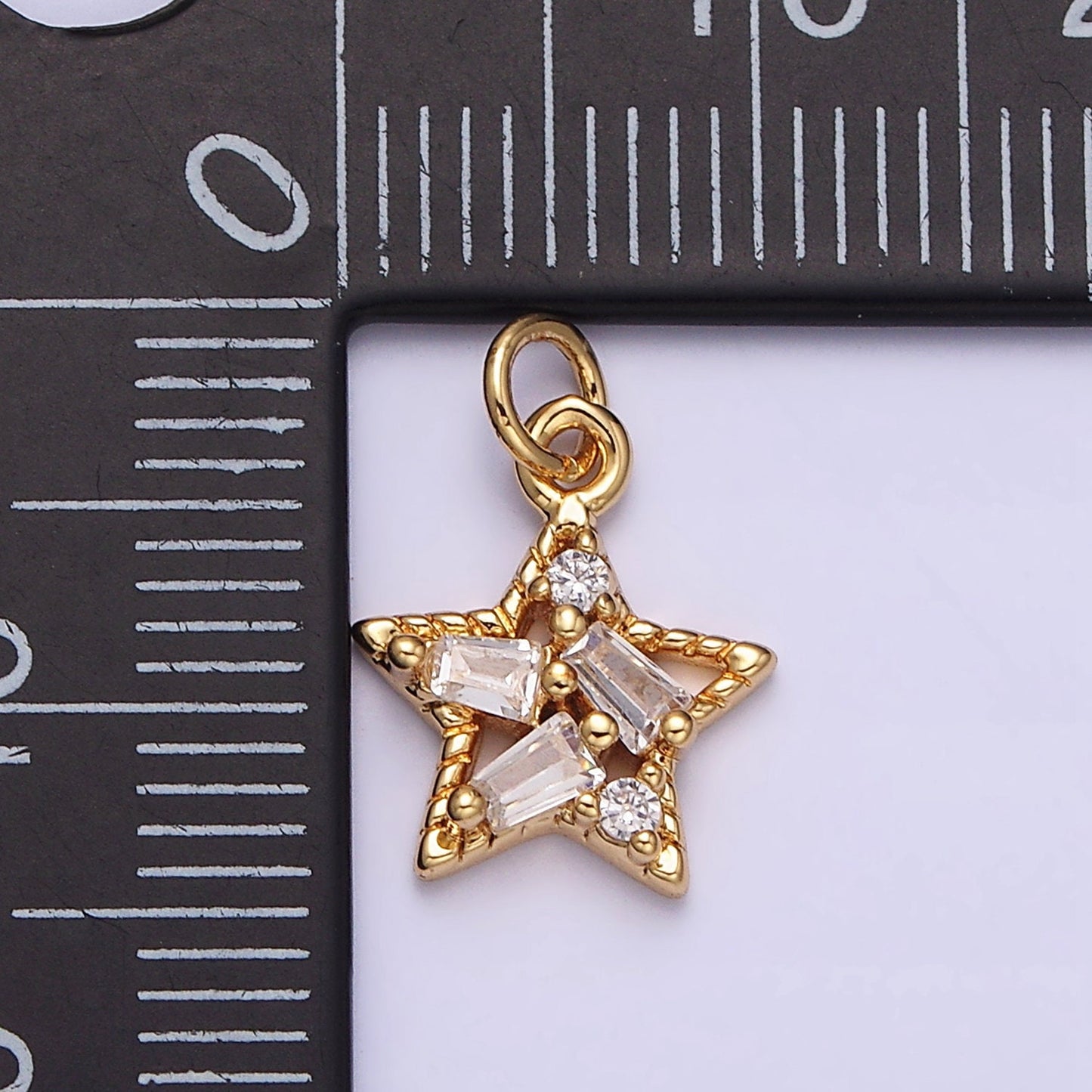 16K Gold Filled Celestial Star Triple Baguette CZ Add-On Charm | AC1138