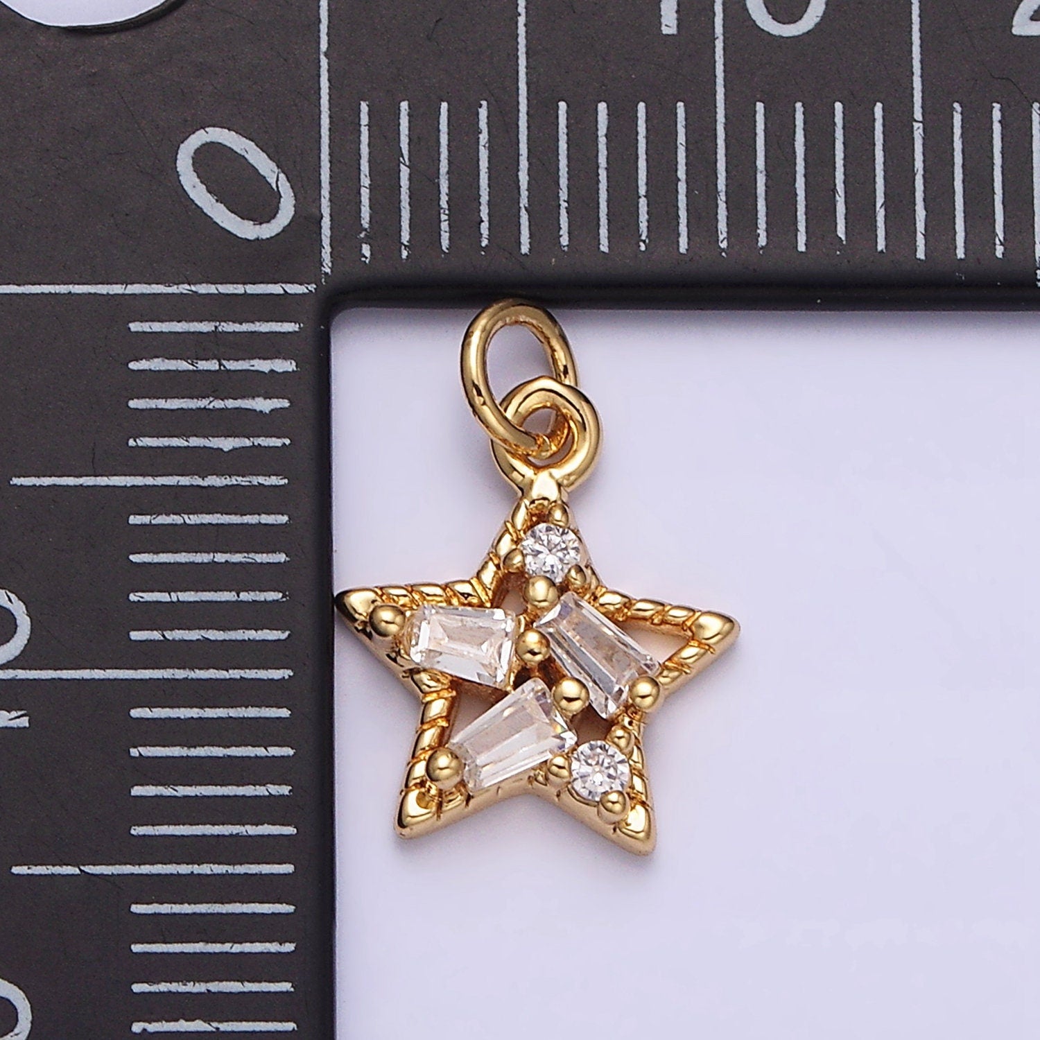 16K Gold Filled Celestial Star Triple Baguette CZ Add-On Charm | AC1138