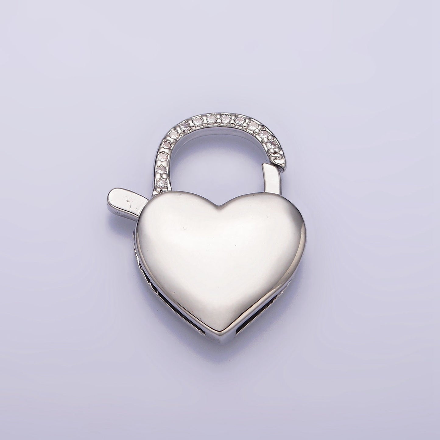 1 Micro Pave Gold Heart and Arch Lobster Clasp CZ Stone Silver Heart Clasp For Necklace Bracelet Component Love Jewelry End Clasp Z935