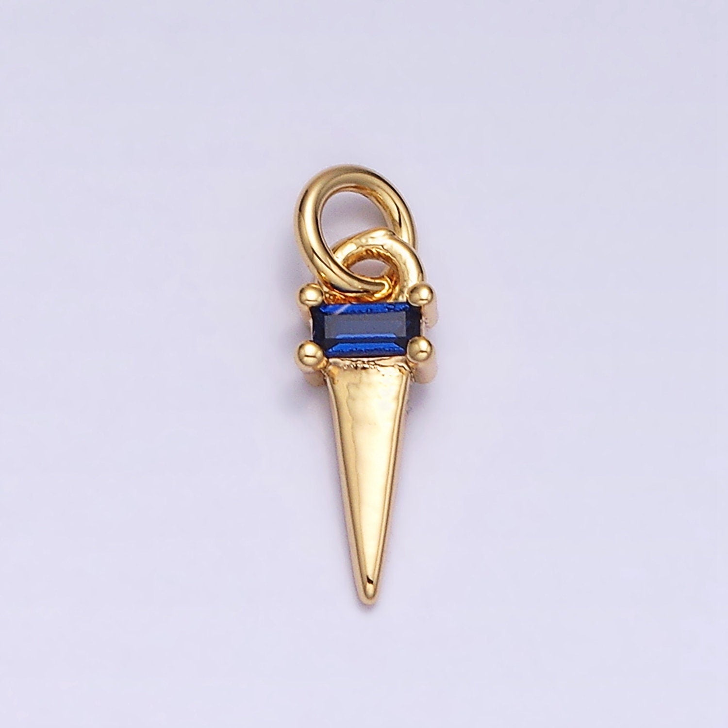 Dainty Triangle Clear Baguette Cubic Zirconia Charms Ice Cone Pendants Small Geometric Jewelry Gold, Silver AC469 AC470