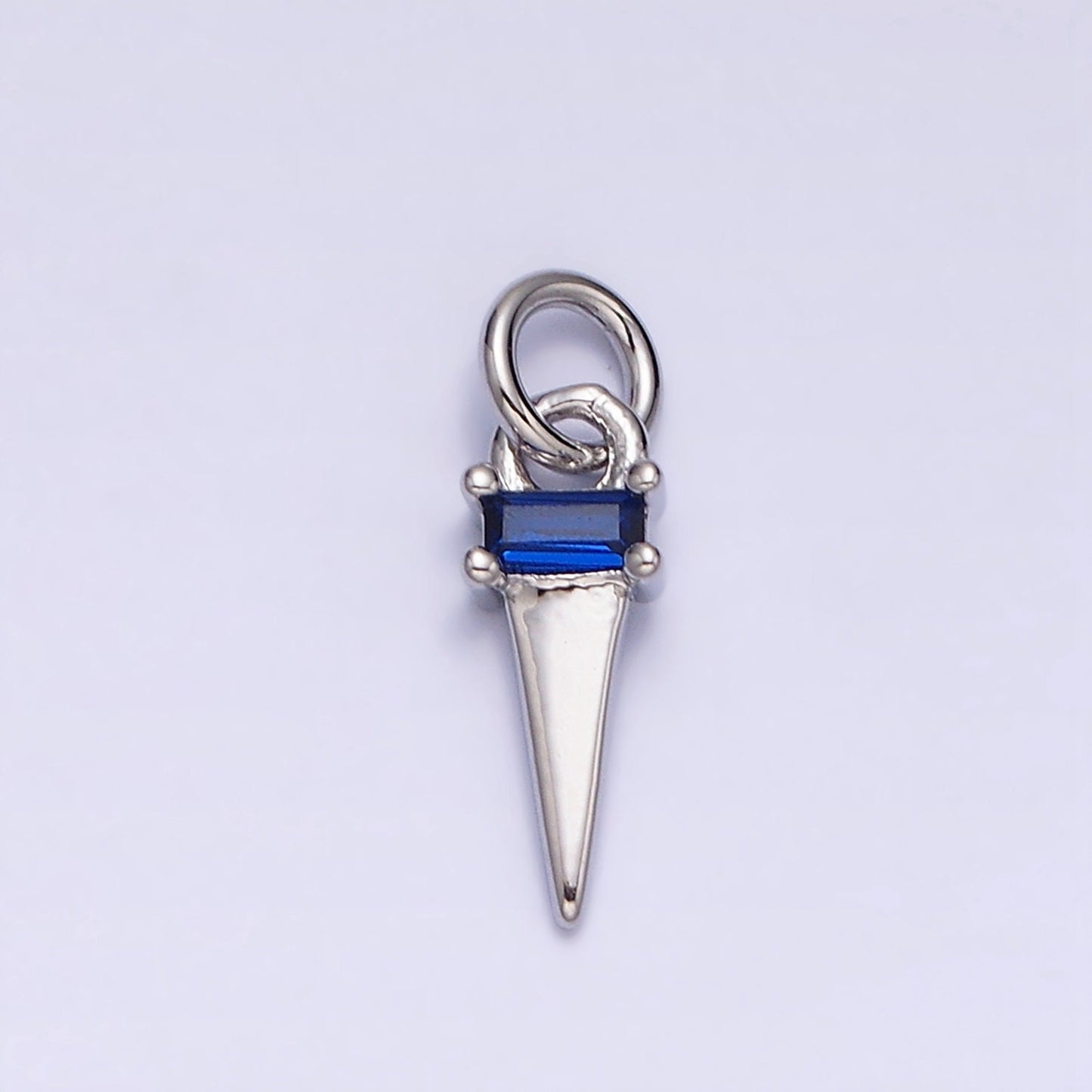 Dainty Triangle Clear Baguette Cubic Zirconia Charms Ice Cone Pendants Small Geometric Jewelry Gold, Silver AC469 AC470