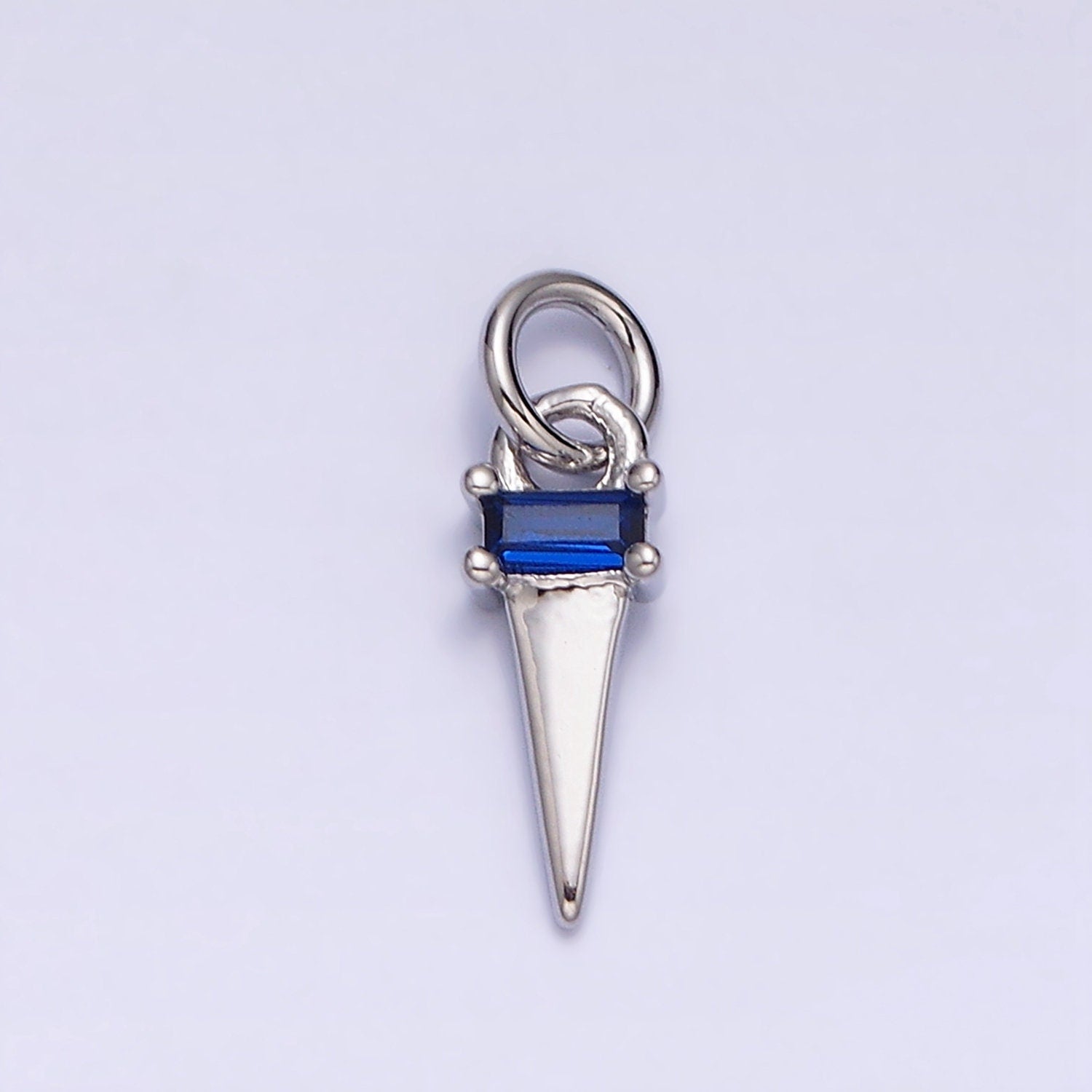 Dainty Triangle Clear Baguette Cubic Zirconia Charms Ice Cone Pendants Small Geometric Jewelry Gold, Silver AC469 AC470