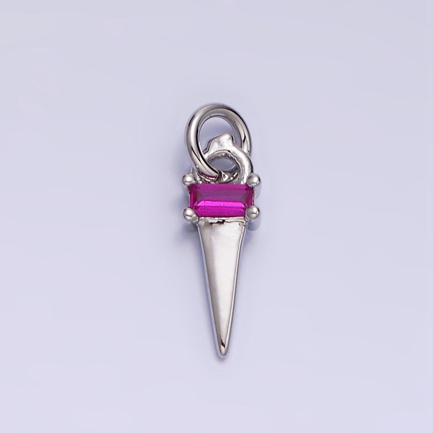 Dainty Triangle Clear Baguette Cubic Zirconia Charms Ice Cone Pendants Small Geometric Jewelry Gold, Silver AC469 AC470