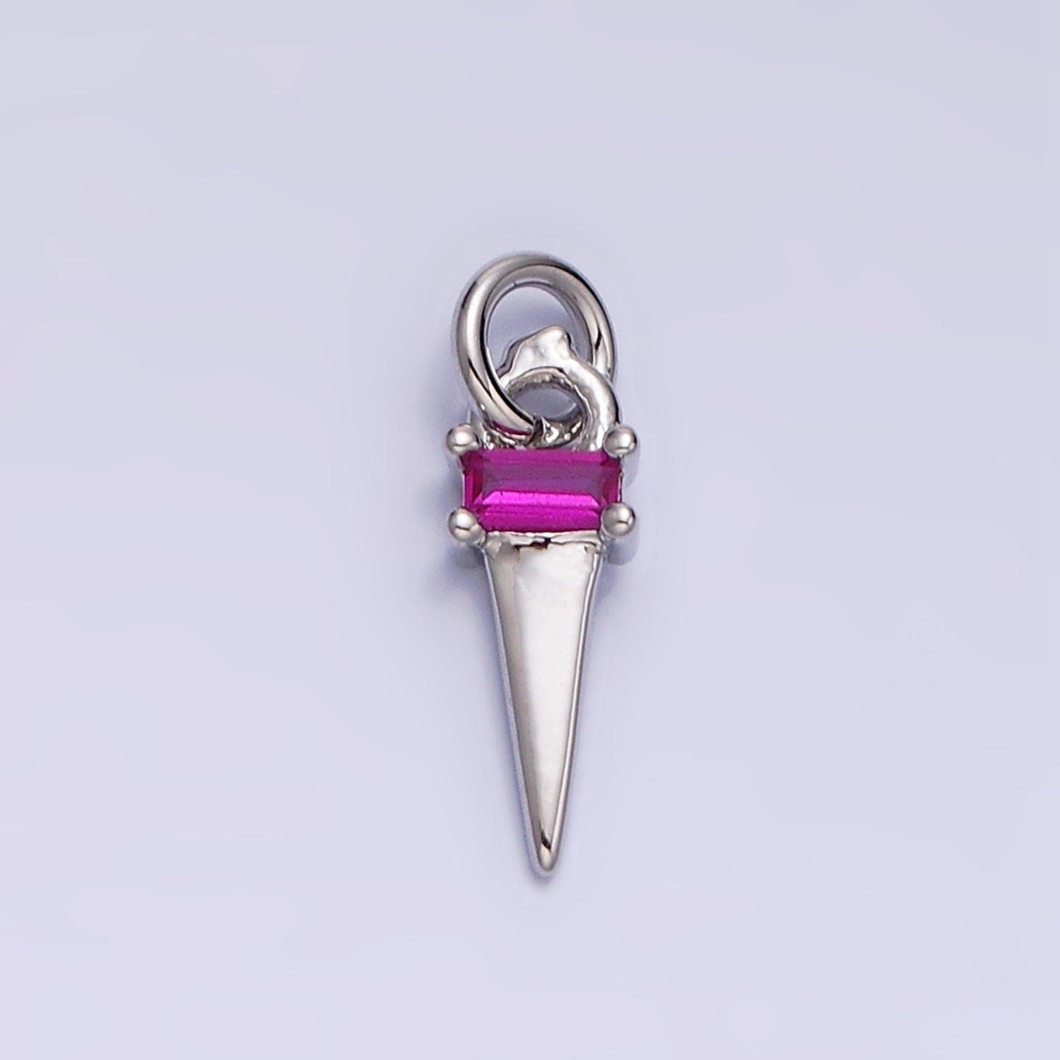 Dainty Triangle Clear Baguette Cubic Zirconia Charms Ice Cone Pendants Small Geometric Jewelry Gold, Silver AC469 AC470