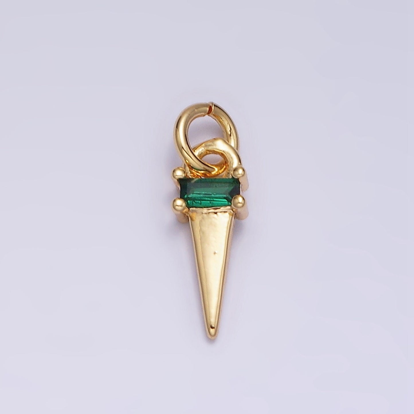 Dainty Triangle Clear Baguette Cubic Zirconia Charms Ice Cone Pendants Small Geometric Jewelry Gold, Silver AC469 AC470