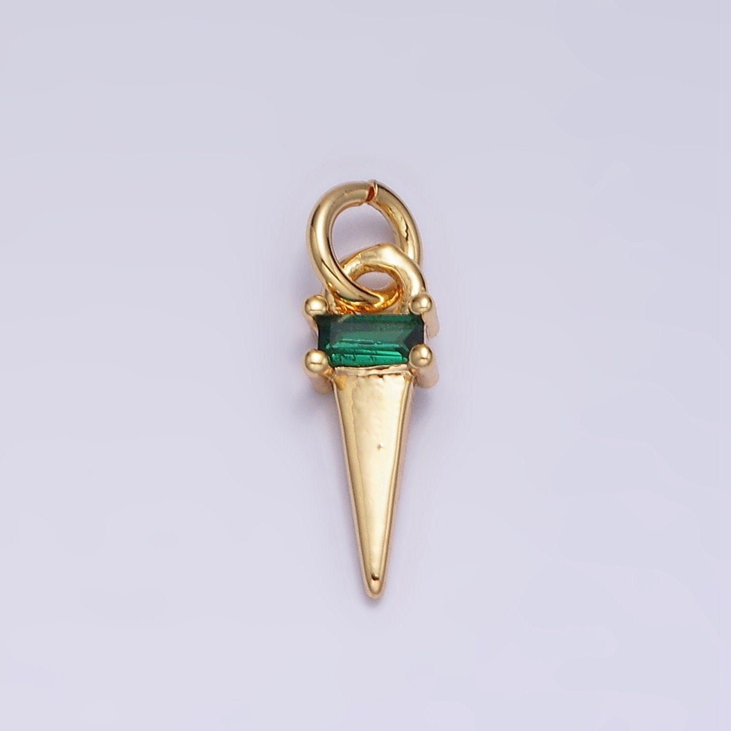 Dainty Triangle Clear Baguette Cubic Zirconia Charms Ice Cone Pendants Small Geometric Jewelry Gold, Silver AC469 AC470