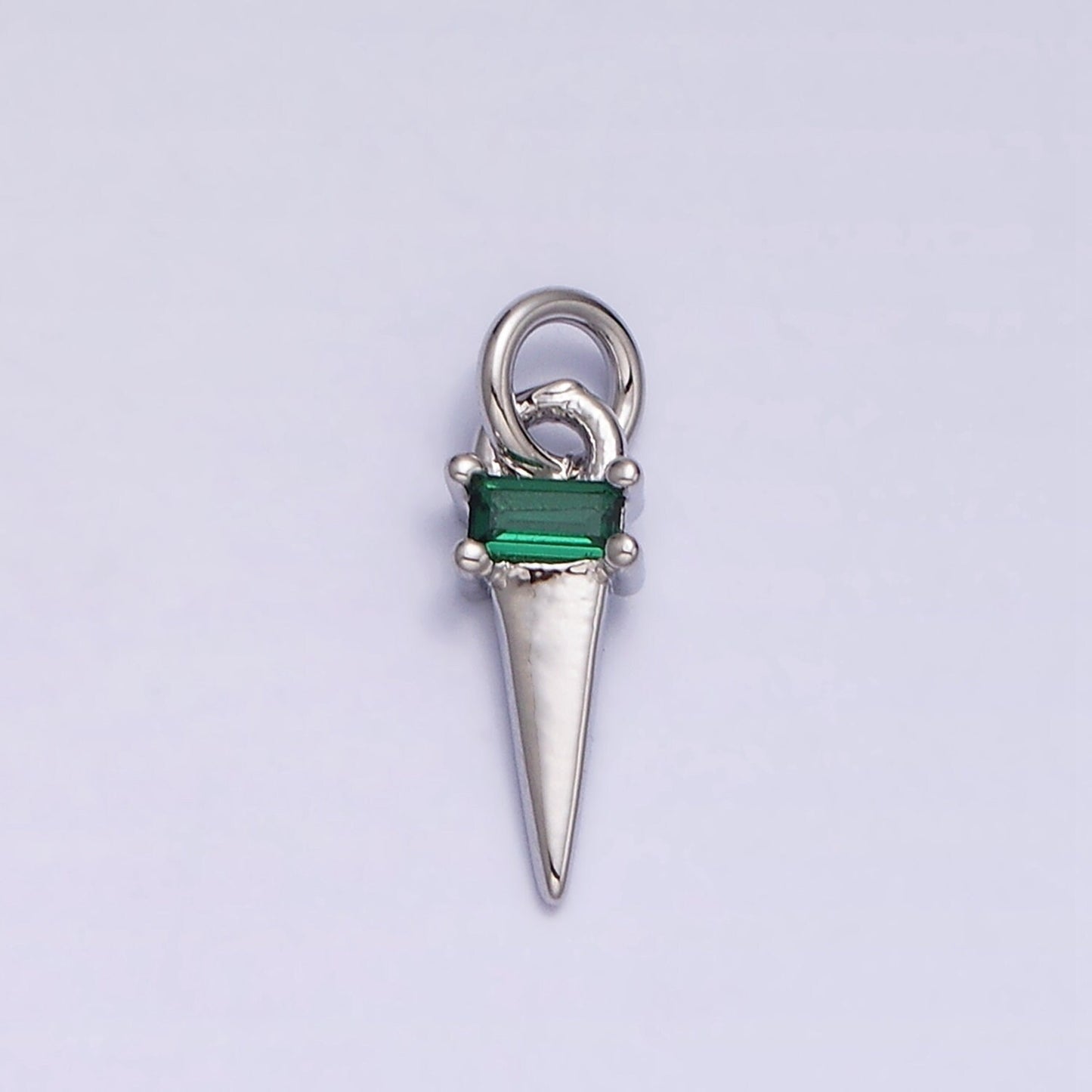 Dainty Triangle Clear Baguette Cubic Zirconia Charms Ice Cone Pendants Small Geometric Jewelry Gold, Silver AC469 AC470