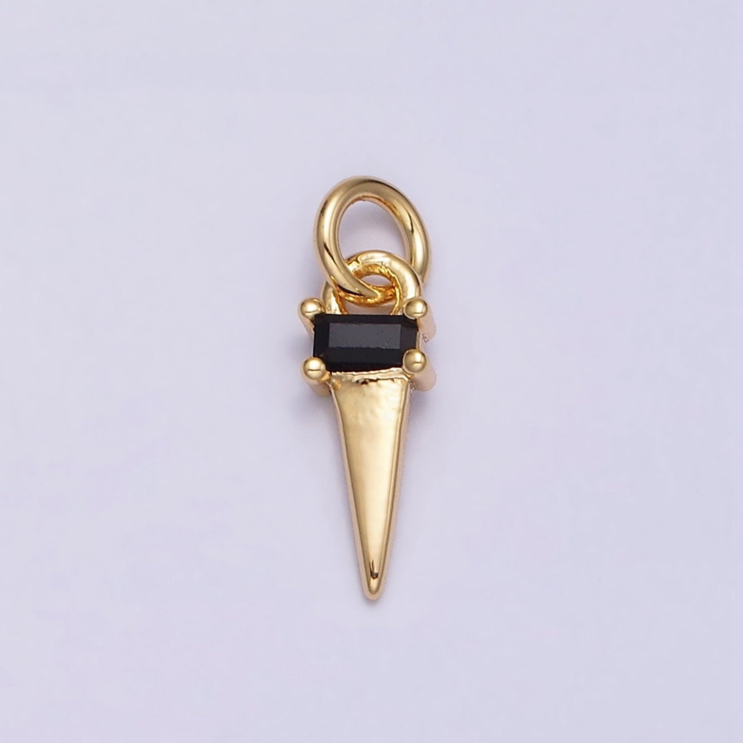 Dainty Triangle Clear Baguette Cubic Zirconia Charms Ice Cone Pendants Small Geometric Jewelry Gold, Silver AC469 AC470